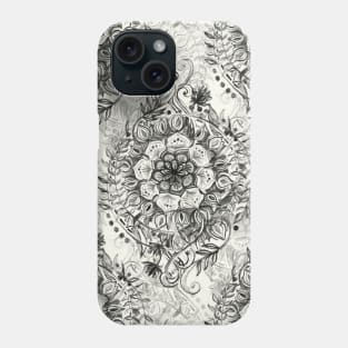 Messy Boho Floral in Charcoal and Cream Phone Case