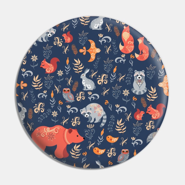 Forest animals and birds on a blue background. Pin by Irina Skaska