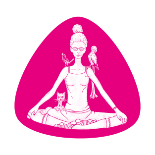 Yoga woman with pets T-Shirt