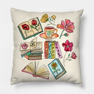 Blooms and Books Pillow