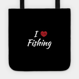 I Love Fishing Red Heartbeat Tote