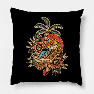 Traditional tattoo beach Pillow