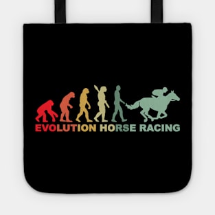 Evolution Horse Racing Retro Equestrian Derby Suit Tee, Kentucky Men Women Jockey Silhouette Design Tote