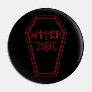 Witch Runes Coffin Red Pin