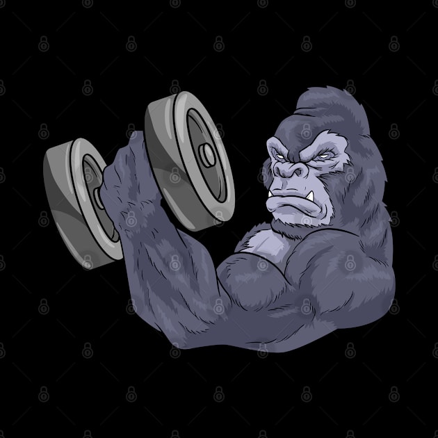 Funny gorilla at bodybuilding by Markus Schnabel