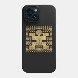 Digital Rendering of a Pre-Columbian Pectoral Pattern in Gold Leaf on Black Phone Case