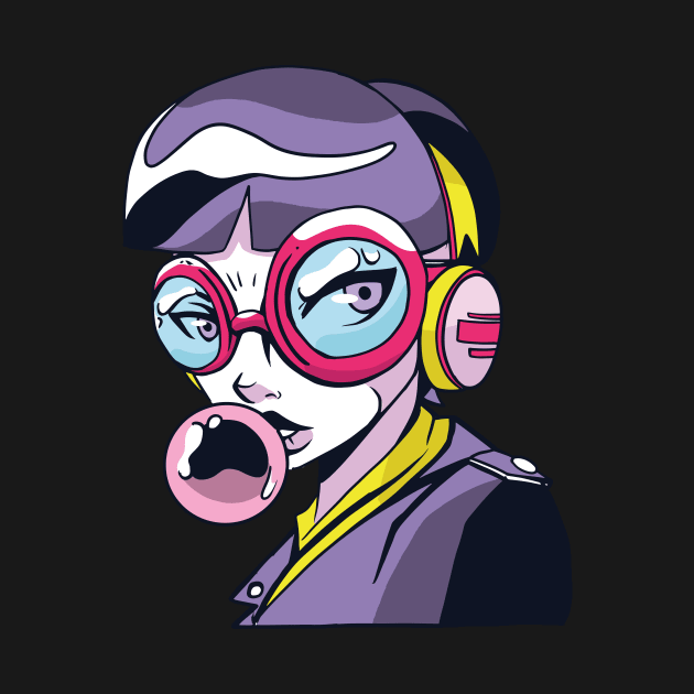 Girl Blowing Bubblegum by TheRealestDesigns