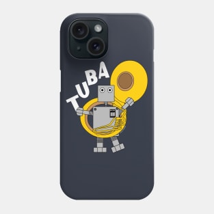 Tuba Robot White Text Phone Case