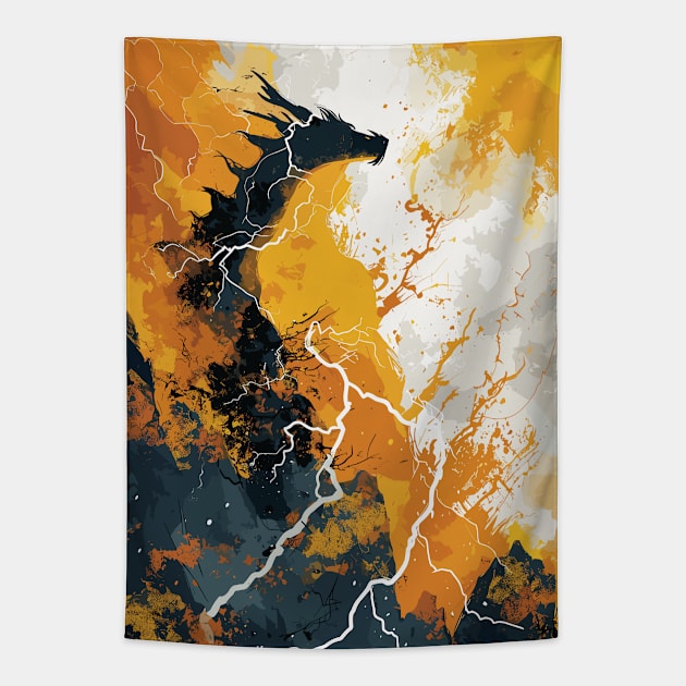 Lightning dragon deity Tapestry by etherElric