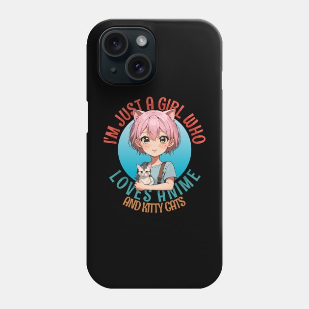 I'm Just a Girl Who Loves Anime and Cats Phone Case by Tezatoons