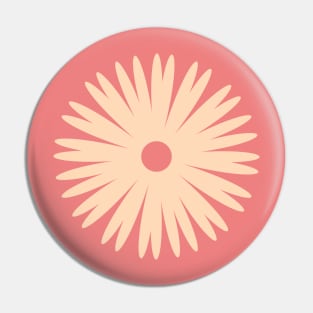 Flower 1, Minimalist Abstract Floral in Cream and Coral Pin