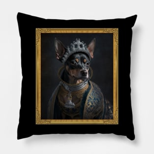 Black Mini Pinscher - Medieval Queen  (Framed) Pillow