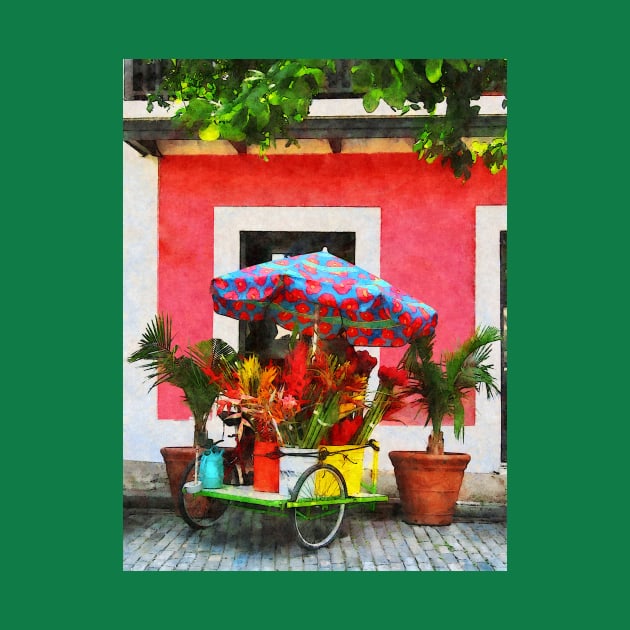 San Juan, Puerto Rico - Flower Cart by SusanSavad