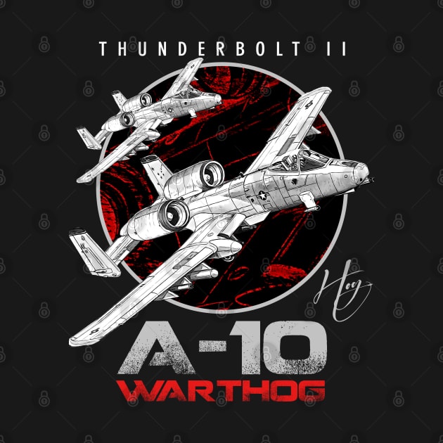 A-10 Thunderbolt II Warthog subsonic attack aircraft nicknamed Hog Us Air Force Fighterjet by aeroloversclothing