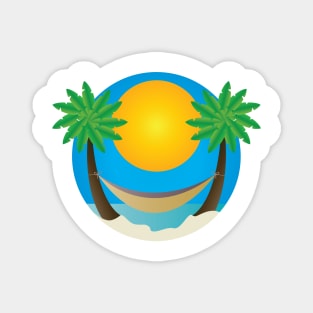 Hammock palm trees sun beach Magnet