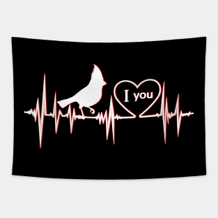 Red Cardinal bird heartbeat love you Tapestry