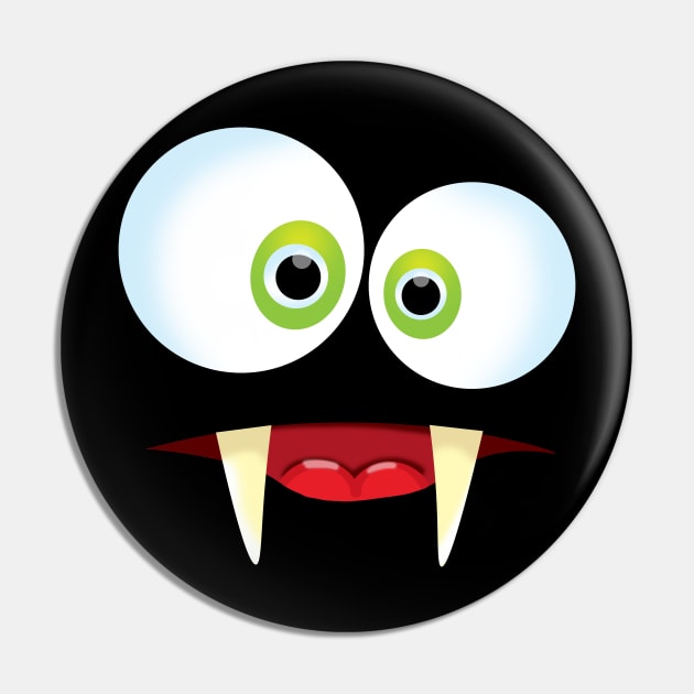 Dracula Monster Cartoon Face Pin by Hispaniola-Fineart