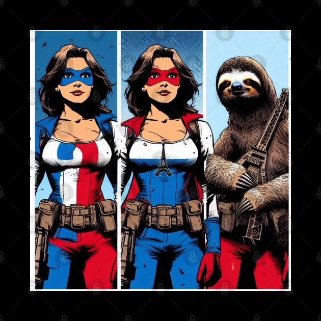 Francais: Female Gritty 80's Comic Book Hero with Sloth 1 by Woodpile