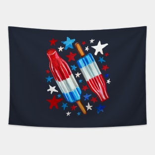 Patriotic Rocket Pop and Stars Pattern Tapestry