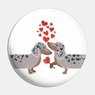 Dachshunds long love // neon red hearts Valentine's Day details spotted weiner dog puppy Pin