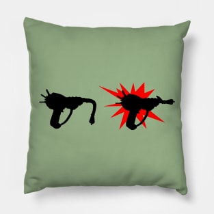 Zombie Pack-a-Punched Ray Gun on Leaf Green Pillow