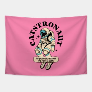 Astronaut Black Cat in pink Tapestry