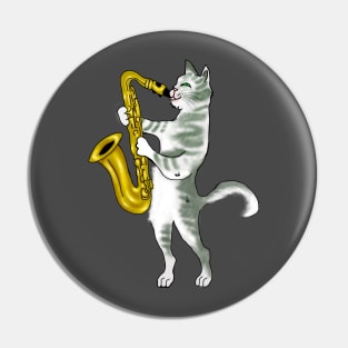 Funny Cat Lovers Saxophone Gift Pin