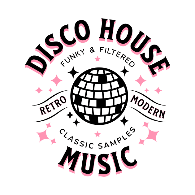 DISCO HOUSE  - Retro Modern Disco Ball (Black/Pink) by DISCOTHREADZ 