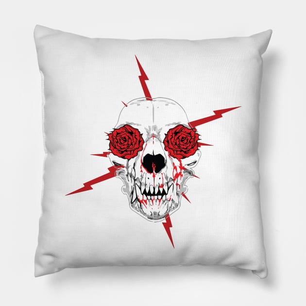 Canine Skull Dripping Blood New School Art Pillow by ckandrus