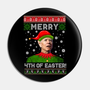 Merry 4th Of Easter Ugly Sweater Joe Biden Christmas Pin