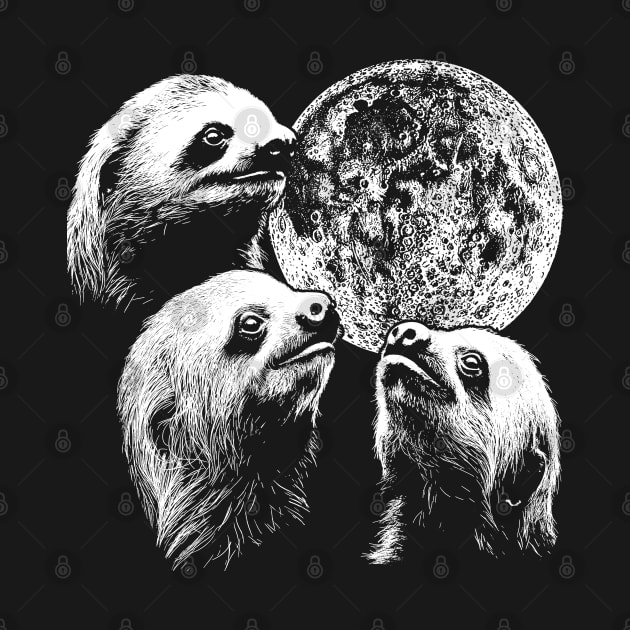 3 Sloth Moon Howling Raccoon Head Funny Wolf by Trippycollage