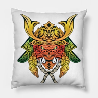 demon mask japanese samurai style Pillow