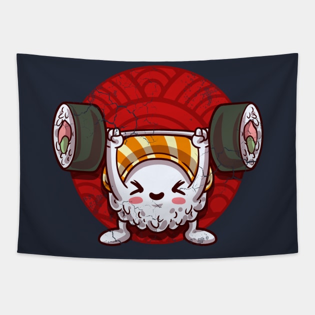 Sushi Weightlifting Japanese Anime Manga Kawaii Otaku Tapestry by E