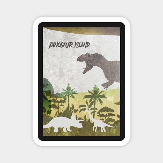 Dinosaur Island - Board Games Design - Movie Poster Style - Board Game Art Magnet by MeepleDesign