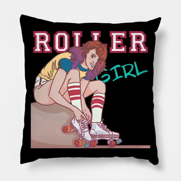 Rollergirl Pillow by BREAKINGcode