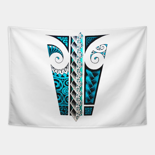 Polynesian tattoo art pixels Tapestry by Havai'iART&WOOD