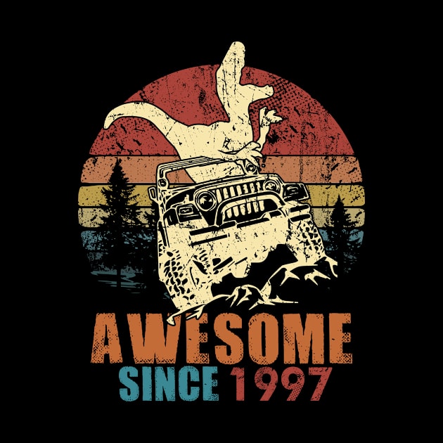 1997 Jeep T-Shirt Awsome Since 1997 T-Rex Jeep Vintage Retro Birthday Gift by thuocungphoi732