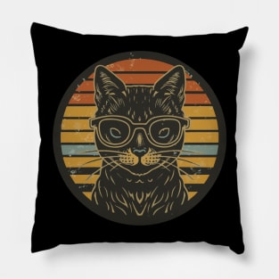 Cute cat wearing glasses Pillow