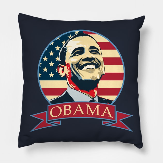 Barack Obama American Banner Pillow by Nerd_art