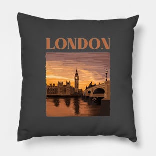 London by sunset Illustration Pillow