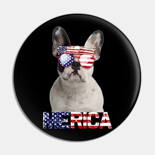 Merica French Bulldogs Dog American Flag 4Th Of July Pin