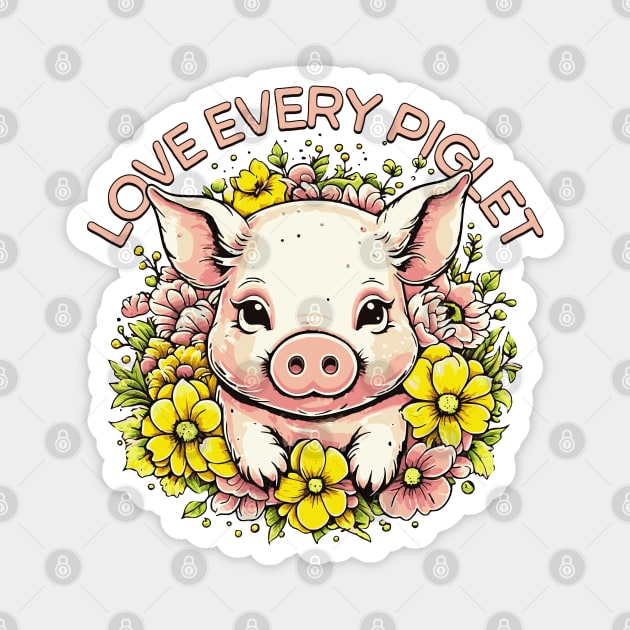 Love Pigs in Flowers Magnet by HolidayBug
