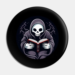 Grim Reaper Reading a Book Pin