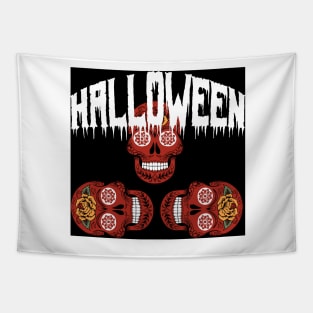 Halloween Smiling Sugar Skulls Tapestry