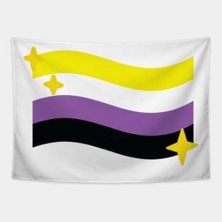 Nonbinary Pride Flag Sparkle Emoji Tapestry