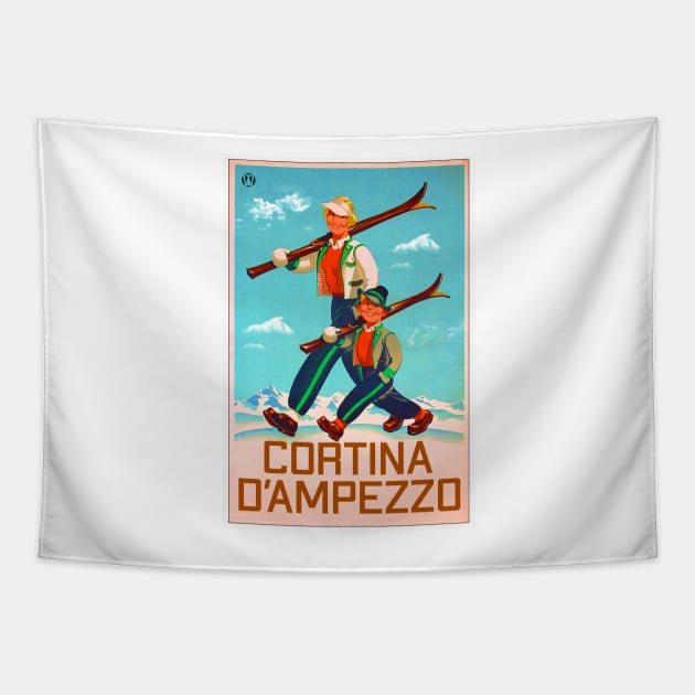 Cortina d'Ampezzo Skiing Italy Dolomite Mountains Dolomiti Belluno Tapestry by TravelTime