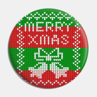 Ugly sweater pattern jingle bells Merry Xmas text Pin