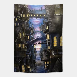 Medieval Water City Tapestry