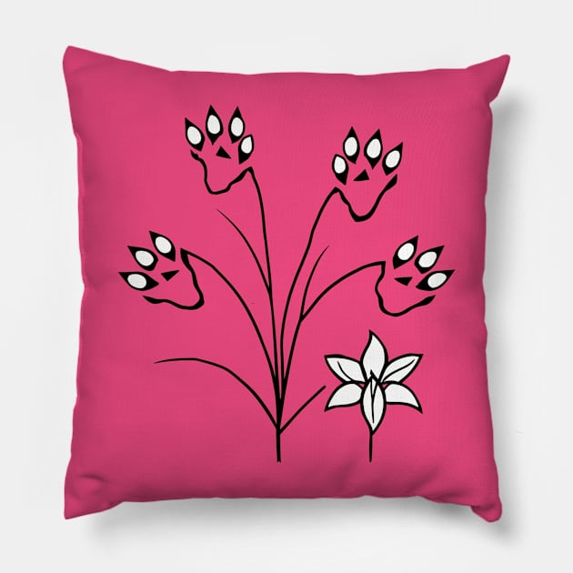 pawprint flowers Pillow by ohyeahh