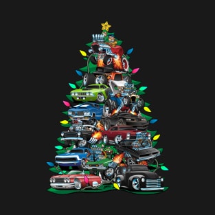 Car Madness Christmas Tree! Classic Muscle Cars and Hot Rods T-Shirt